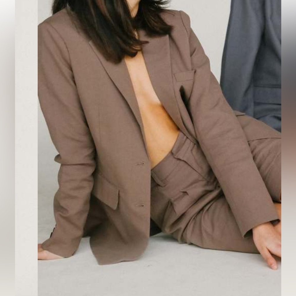 Friend of Audrey loreo blazer in cashew neutral brown/taupe shade color NWT SZ S